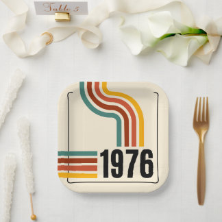 1976 Retro Vintage Poster 50th Birthday Paper Plate