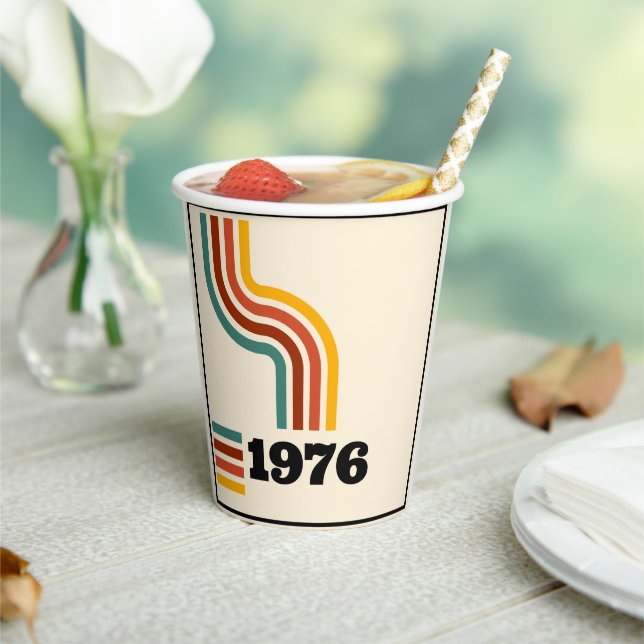 1976 Retro Vintage Poster Birthday or Reunion Paper Cups (Insitu)