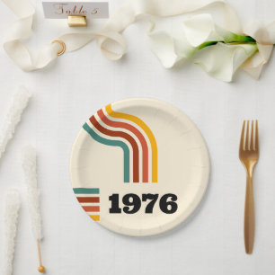 1976 Retro Vintage Poster Birthday or Reunion Paper Plate
