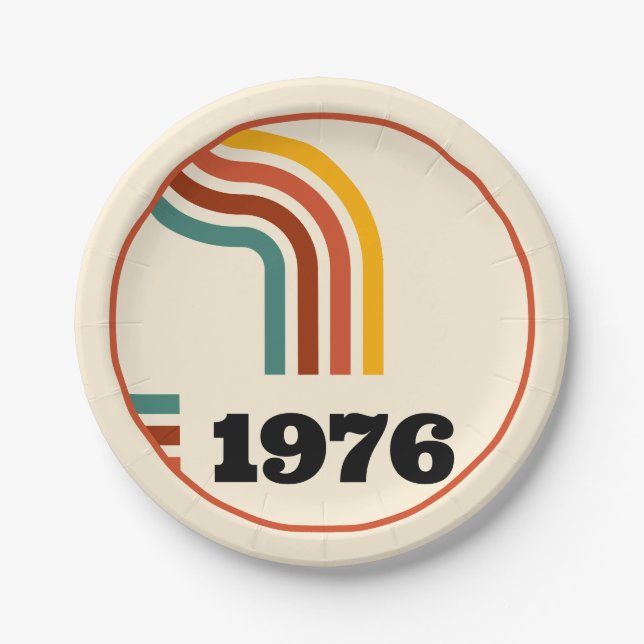1976 Retro Vintage Poster Birthday or Reunion Paper Plate (Front)