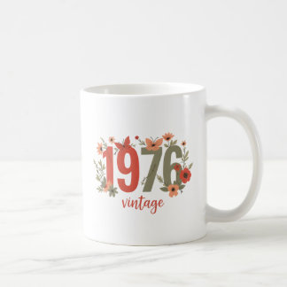 1976 Vintage Retro Floral Butterfly Birthday Gift Coffee Mug