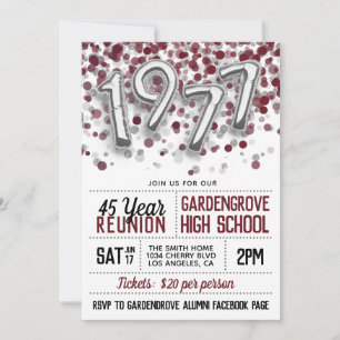 1977 High School College Reunion Invitation