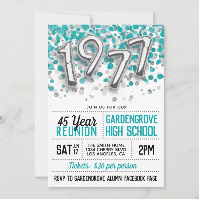 1977 High School College Reunion Invitation (Front)