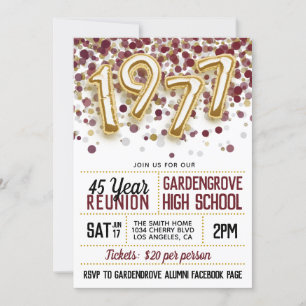 1977 High School College Reunion Invitation