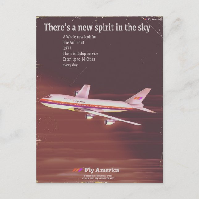 1977 vintage style Airliner poster Postcard (Front)