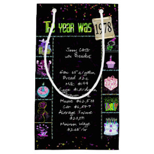 1978 Birth Year Trivia on Black Small Gift Bag