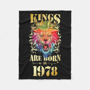 1978 Born King Crown Lion Birthday Quote Fleece Blanket