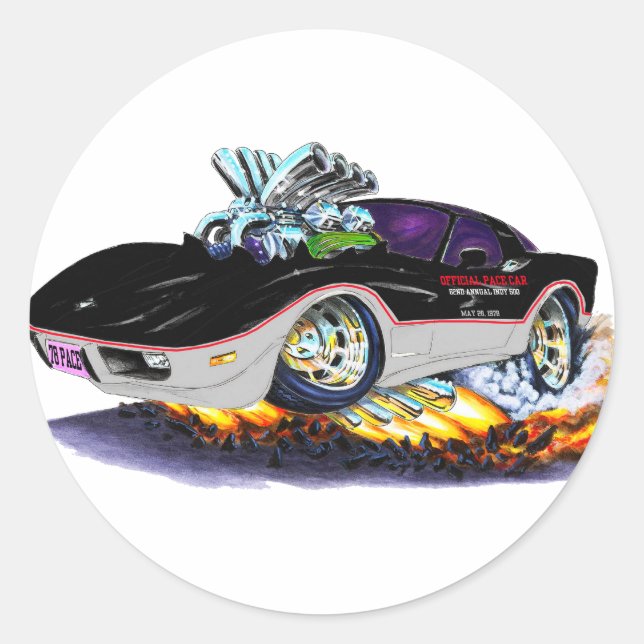 1978 Corvette Indy Pace Car Classic Round Sticker (Front)