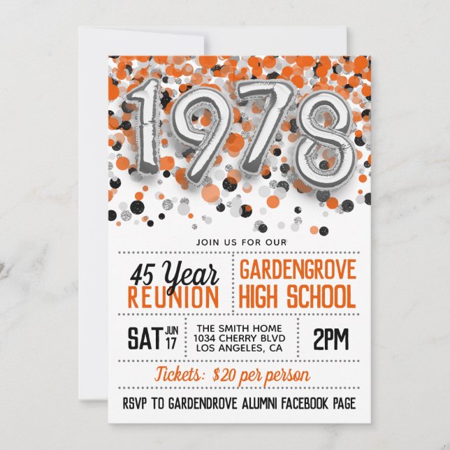 1978 High School College Reunion Invitation (Front)