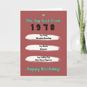 1978 Top List Birthday Card