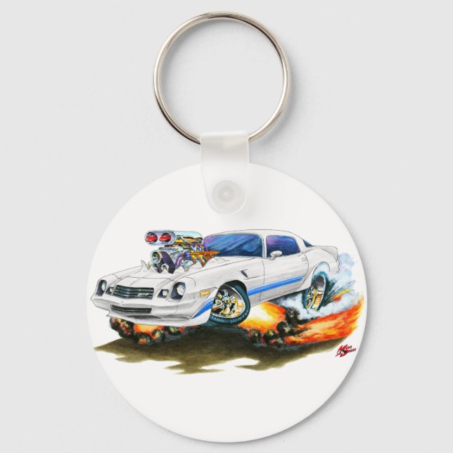 1979-81 Camaro Z28 White-Blue Car Key Ring (Front)