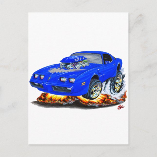 1979-81 Trans Am Blue-Grey Car Postcard (Front)