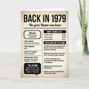 1979 Back in the Day, Fun Facts Birthday Card