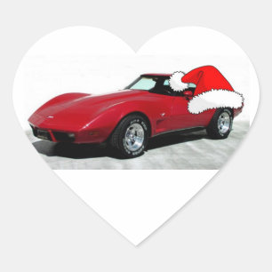 1979 Christmas Red Corvette Heart Sticker