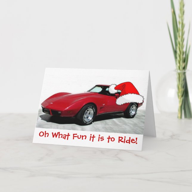 1979 Christmas Red Corvette Holiday Card (Front)
