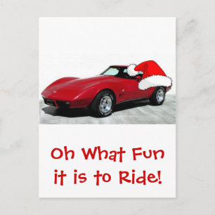 1979 Christmas Red Corvette Holiday Postcard