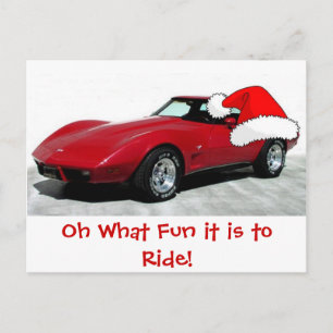 1979 Christmas Red Corvette Holiday Postcard