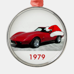 1979 Christmas Red Corvette Metal Tree Decoration