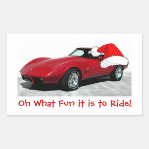 1979 Christmas Red Corvette Rectangular Sticker