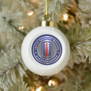 197th Infantry Brigade  Ceramic Ball Christmas Ornament
