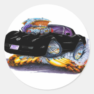 1980-82 Corvette Black Car Classic Round Sticker