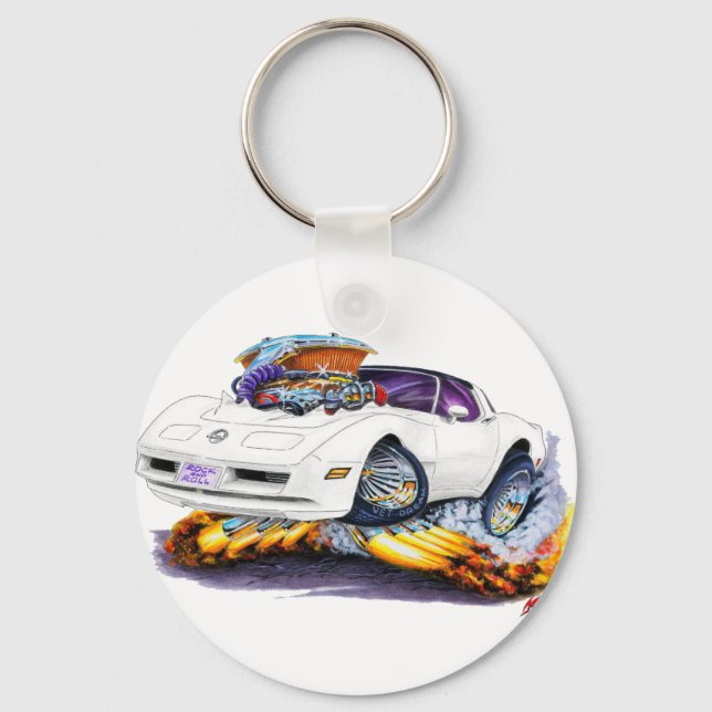 1980-82 Corvette White Car Key Ring (Front)