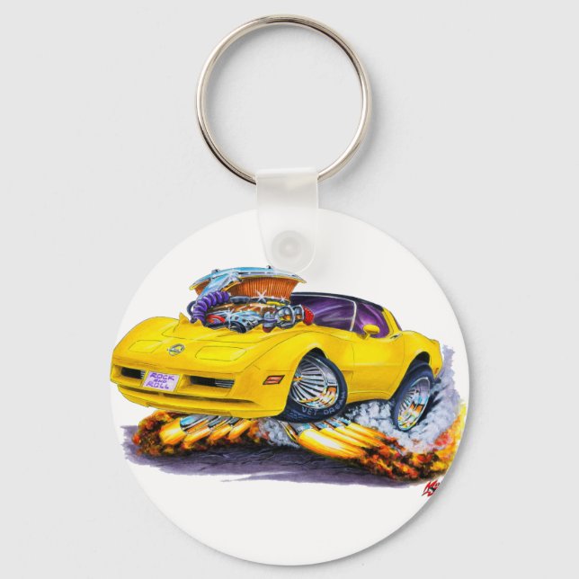 1980-82 Corvette Yellow Car Key Ring (Front)