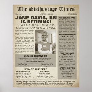 1980 Stethoscope Times for Nurse Retirement Party Poster