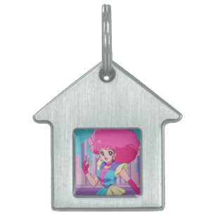 1980s anime-style characters pet ID tag