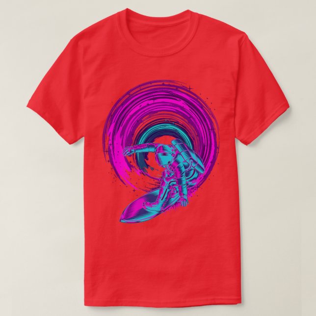 1980s Art Synthwave Surfing Vaporwave Surfer Astro T-Shirt (Design Front)