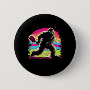 1980s Bigfoot Sasquatch Playing Pickleball  1 6 Cm Round Badge