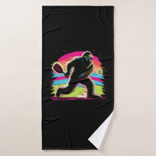 1980s Bigfoot Sasquatch Playing Pickleball 1 Bath Towel