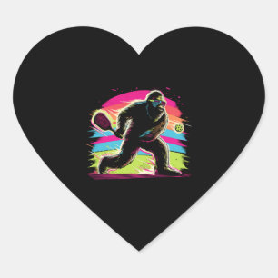 1980s Bigfoot Sasquatch Playing Pickleball  1 Heart Sticker