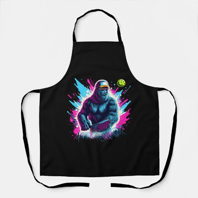 1980s Bigfoot Sasquatch Playing Pickleball  2 Apron (Front)