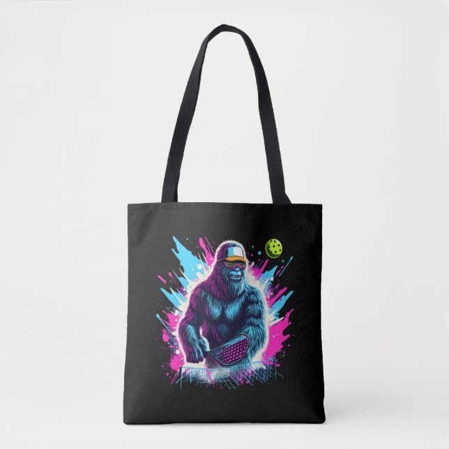 1980s Bigfoot Sasquatch Playing Pickleball  2 Tote Bag (Front)