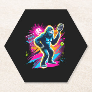 1980s Bigfoot Sasquatch Playing Pickleball Paper Coaster