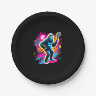 1980s Bigfoot Sasquatch Playing Pickleball Paper Plate