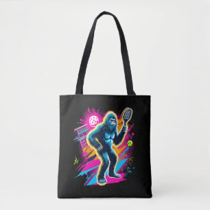 1980s Bigfoot Sasquatch Playing Pickleball   Tote Bag