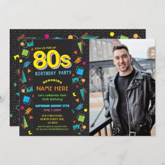 1980's Birthday Party Eighties 80's Photo Invitation