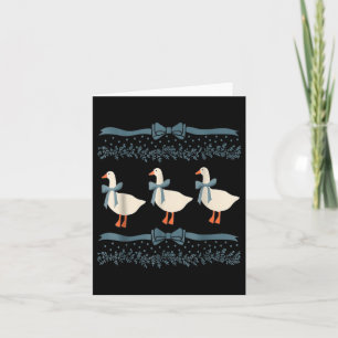 1980s Blue Ribbon Goose With Hearts Card