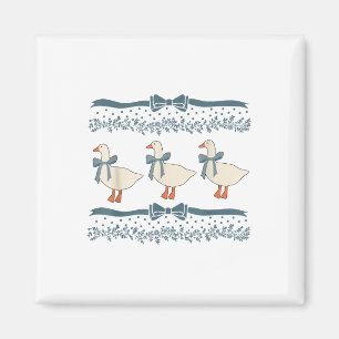 1980s Blue Ribbon Goose With Hearts  Magnet