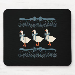 1980s Blue Ribbon Goose With Hearts Mouse Pad