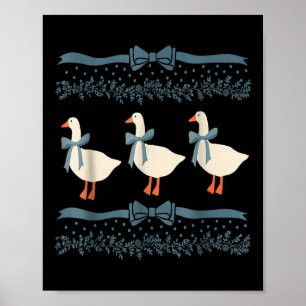 1980s Blue Ribbon Goose With Hearts Poster