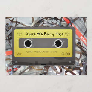 1980s Cassette Mix Tape Party Invitation Card