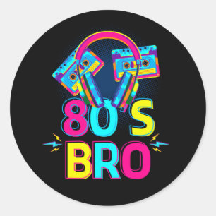 1980s Costume Party Vintage 80s Music Lover 80s Br Classic Round Sticker