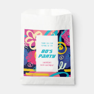 1980s Funky Colorful Doodles Retro Birthday Party Favour Bag
