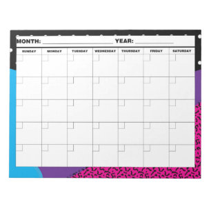 1980s Geometric Blank Calendar Notepad