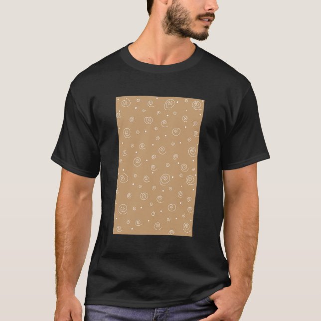 1980'S Geometric Squiggle Doodle Pattern Coffee An T-Shirt (Front)