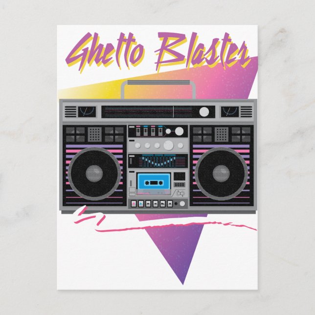 1980s ghetto blaster boombox postcard (Front)
