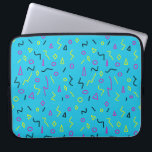 1980s Memphis Style Bright Blue Pink Neon Yellow Laptop Sleeve<br><div class="desc">Stand out with this funky 80s Memphis style laptop sleeve under your arm! This design features bright blue,  hot pink,  black,  and yellow sqiggles,  triangles,  diamonds,  and circles.</div>